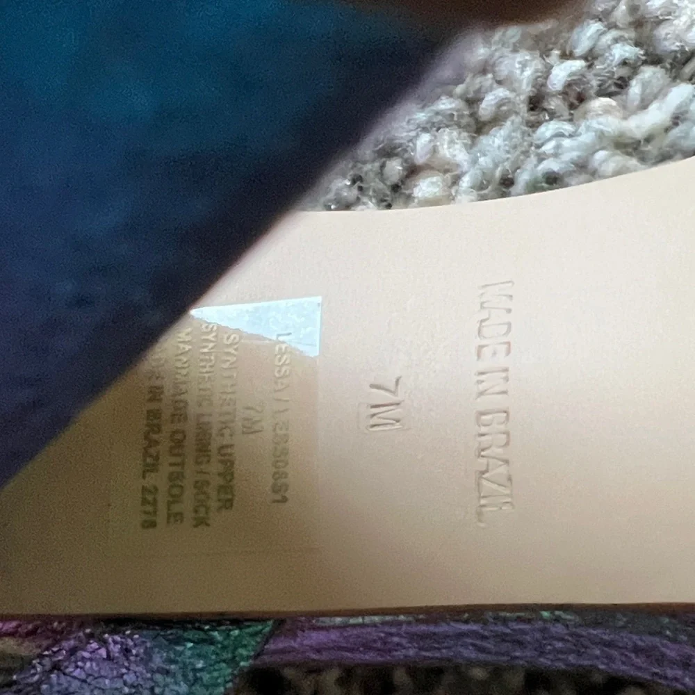 Steve Madden Iridescent Teal Purple Green Block Heel Sandals